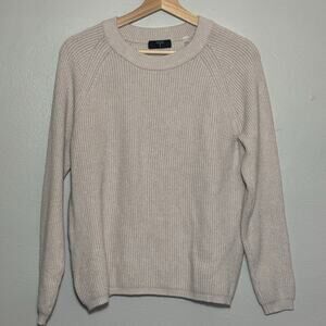 Women's Size XL Tahari Super Soft Ribbed Brown Beige Taupe Crewneck Sweater